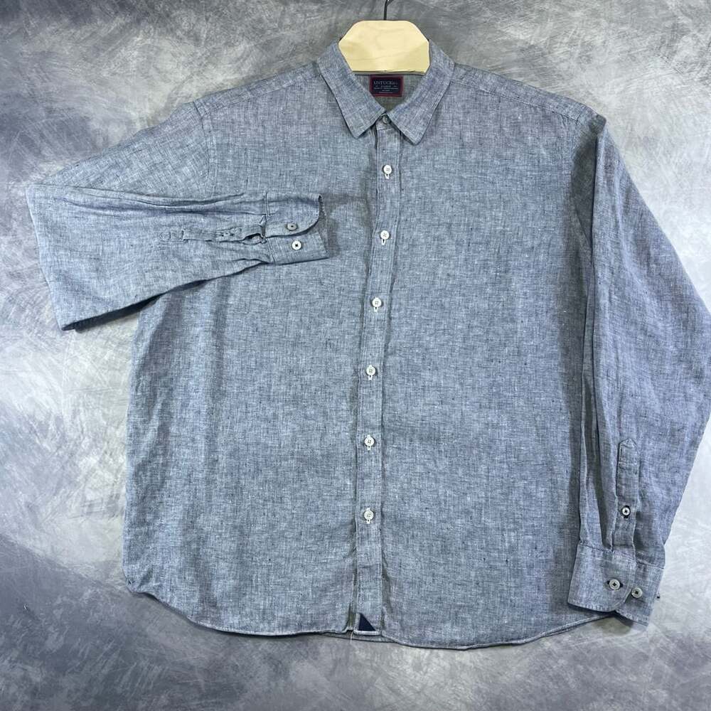 Untuckit Strausse WR Shirt X-Large Grey Linen Long Sleeve